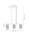 Laura Linear Pendant, 3 Light E27, Black/Clear Glass