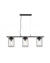 Laura Linear Pendant, 3 Light E27, Black/Clear Glass