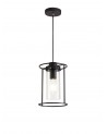 Laura Single Pendant, 1 Light E27, Black/Clear Glass