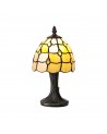 Morgan Tiffany Table Lamp, 1 x E14, Black/Gold, Beige/Clear Crystal Shade