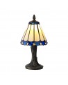 Morgan Tiffany Table Lamp, 1 x E14, Cream/Blue/Clear Crystal Shade