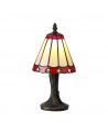 Morgan Tiffany Table Lamp, 1 x E14, Cream/Red/Clear Crystal Shade