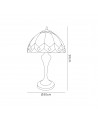 Morgan Tiffany Table Lamp, 1 x E27, Aged Antique Brass Base/Cream/Brown Glass/Clear Crystal