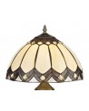 Morgan Tiffany Table Lamp, 1 x E27, Aged Antique Brass Base/Cream/Brown Glass/Clear Crystal