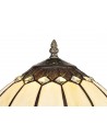 Morgan Tiffany Table Lamp, 1 x E27, Aged Antique Brass Base/Cream/Brown Glass/Clear Crystal