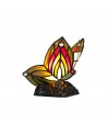 Morgan Tiffany Butterfly Table Lamp, 1 x E14, Black Base With Green/Red Glass With Clear Crystal