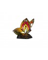 Morgan Tiffany Butterfly Table Lamp, 1 x E14, Black Base With Green/Red Glass With Clear Crystal
