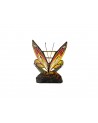 Morgan Tiffany Butterfly Table Lamp, 1 x E14, Black Base With Green/Red Glass With Clear Crystal