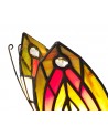 Morgan Tiffany Butterfly Table Lamp, 1 x E14, Black Base With Green/Red Glass With Clear Crystal
