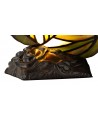 Morgan Tiffany Butterfly Table Lamp, 1 x E14, Black Base With Green/Red Glass With Clear Crystal