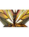 Morgan Tiffany Butterfly Table Lamp, 1 x E14, Black Base With Green/Red Glass With Clear Crystal