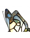 Morgan Tiffany Butterfly Table Lamp, 1 x E14, Black Base With Blue/Pink Glass With Clear Crystal