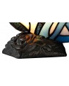 Morgan Tiffany Butterfly Table Lamp, 1 x E14, Black Base With Blue/Pink Glass With Clear Crystal