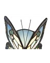 Morgan Tiffany Butterfly Table Lamp, 1 x E14, Black Base With Blue/Pink Glass With Clear Crystal