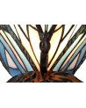 Morgan Tiffany Butterfly Table Lamp, 1 x E14, Black Base With Blue/Pink Glass With Clear Crystal