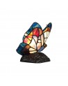 Morgan Tiffany Butterfly Table Lamp, 1 x E14, Black Base With Blue/Brown Glass With Clear Crystal