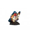 Morgan Tiffany Butterfly Table Lamp, 1 x E14, Black Base With Blue/Brown Glass With Clear Crystal