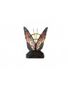 Morgan Tiffany Butterfly Table Lamp, 1 x E14, Black Base With Blue/Brown Glass With Clear Crystal