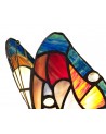 Morgan Tiffany Butterfly Table Lamp, 1 x E14, Black Base With Blue/Brown Glass With Clear Crystal