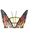 Morgan Tiffany Butterfly Table Lamp, 1 x E14, Black Base With Blue/Brown Glass With Clear Crystal