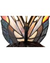 Morgan Tiffany Butterfly Table Lamp, 1 x E14, Black Base With Blue/Brown Glass With Clear Crystal