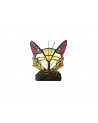 Morgan Tiffany Butterfly Table Lamp, 1 x E14, Black Base With Red/Yellow/Blue Glass With Clear Crystal