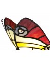 Morgan Tiffany Butterfly Table Lamp, 1 x E14, Black Base With Red/Yellow/Blue Glass With Clear Crystal