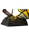 Morgan Tiffany Butterfly Table Lamp, 1 x E14, Black Base With Red/Yellow/Blue Glass With Clear Crystal