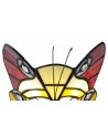 Morgan Tiffany Butterfly Table Lamp, 1 x E14, Black Base With Red/Yellow/Blue Glass With Clear Crystal