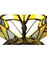 Morgan Tiffany Butterfly Table Lamp, 1 x E14, Black Base With Red/Yellow/Blue Glass With Clear Crystal