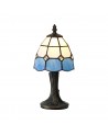 Morgan Tiffany Table Lamp, 1 x E14, White/Blue/Clear Crystal Shade