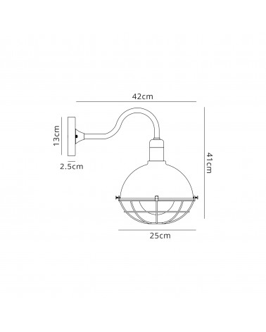 Amara Wall Lamp, 1 Light E27, IP65, Matt Black/Grey