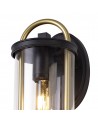 Freya Small Wall Lamp, 1 x E27, Black & Gold/Clear Glass, IP54
