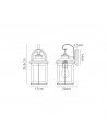 Genevieve Small Wall Lamp, 1 x E27, Antique Bronze/Clear Ripple Glass, IP54, 2yrs Warranty