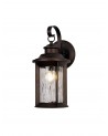 Genevieve Small Wall Lamp, 1 x E27, Antique Bronze/Clear Ripple Glass, IP54, 2yrs Warranty