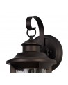 Genevieve Small Wall Lamp, 1 x E27, Antique Bronze/Clear Ripple Glass, IP54, 2yrs Warranty