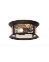 Genevieve Flush Ceiling Lamp, 2 xE27, Antique Bronze/Clear Ripple Glass, IP54, 2yrs Warranty