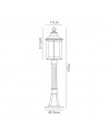 Genevieve Post Lamp, 1 x E27, Antique Bronze/Clear Ripple Glass, IP54, 2yrs Warranty