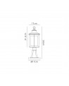 Genevieve Pedestal Lamp, 1 x E27, Antique Bronze/Clear Ripple Glass, IP54, 2yrs Warranty