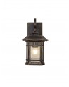 Aurelia Small Wall Lamp, 1 x E27, Brushed Black Gold/Seeded Glass, IP54, 2yrs Warranty