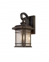 Aurelia Small Wall Lamp, 1 x E27, Brushed Black Gold/Seeded Glass, IP54, 2yrs Warranty