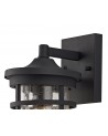 Hazel Wall Lamp, 1 x E27, Black/Clear Crackled Glass, IP54, 2yrs Warranty