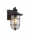 Araminta Wall Lamp, 1 x E27, Black/Gold With Seeded Clear Glass, IP54, 2yrs Warranty