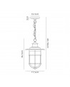 Araminta Pendant, 1 x E27, Black/Gold With Seeded Clear Glass, IP54, 2yrs Warranty