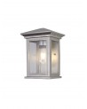 Beatrix Flush Wall Lamp, 1 x E27, IP54, Silver Grey/Clear Seeded Glass, 2yrs Warranty