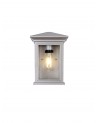 Beatrix Flush Wall Lamp, 1 x E27, IP54, Silver Grey/Clear Seeded Glass, 2yrs Warranty