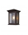 Beatrix Flush Wall Lamp, 1 x E27, IP54, Antique Bronze/Clear Seeded Glass, 2yrs Warranty