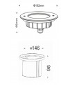 Recessed Underwater Light 6x3W CREE LED 24VDC 316SS Single Colour