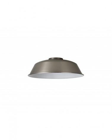 Anya Round 25cm Metal Lampshade With Angled Sides, Brushed Nickel