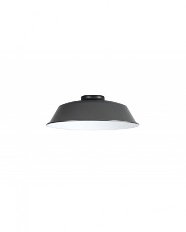 Anya Round 25cm Metal Lampshade With Angled Sides, Black Chrome